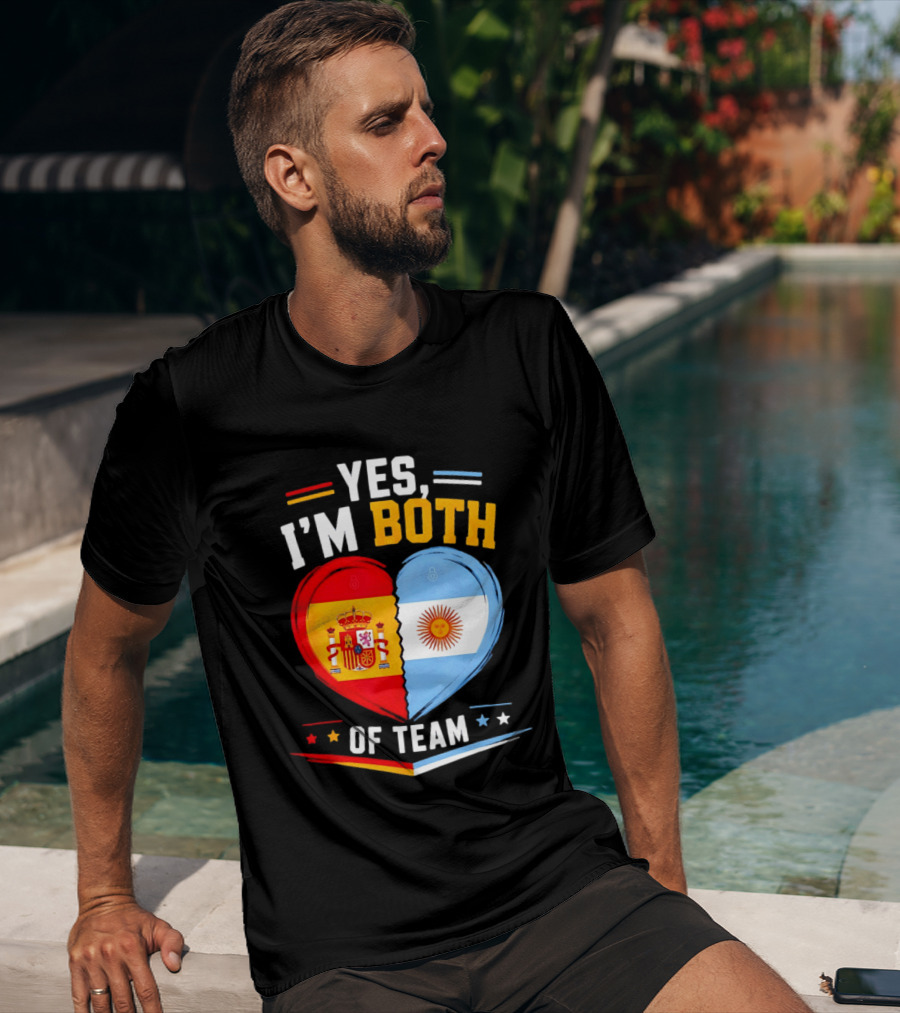 Yes I'm Both Team Spain And Argentina Heart Flags T-Shirt