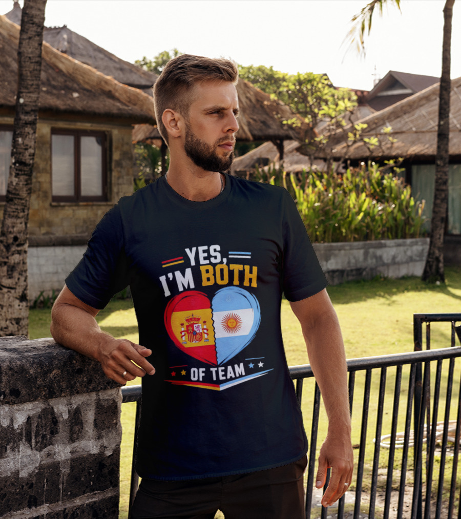 Yes I'm Both Team Spain And Argentina Heart Flags T-Shirt