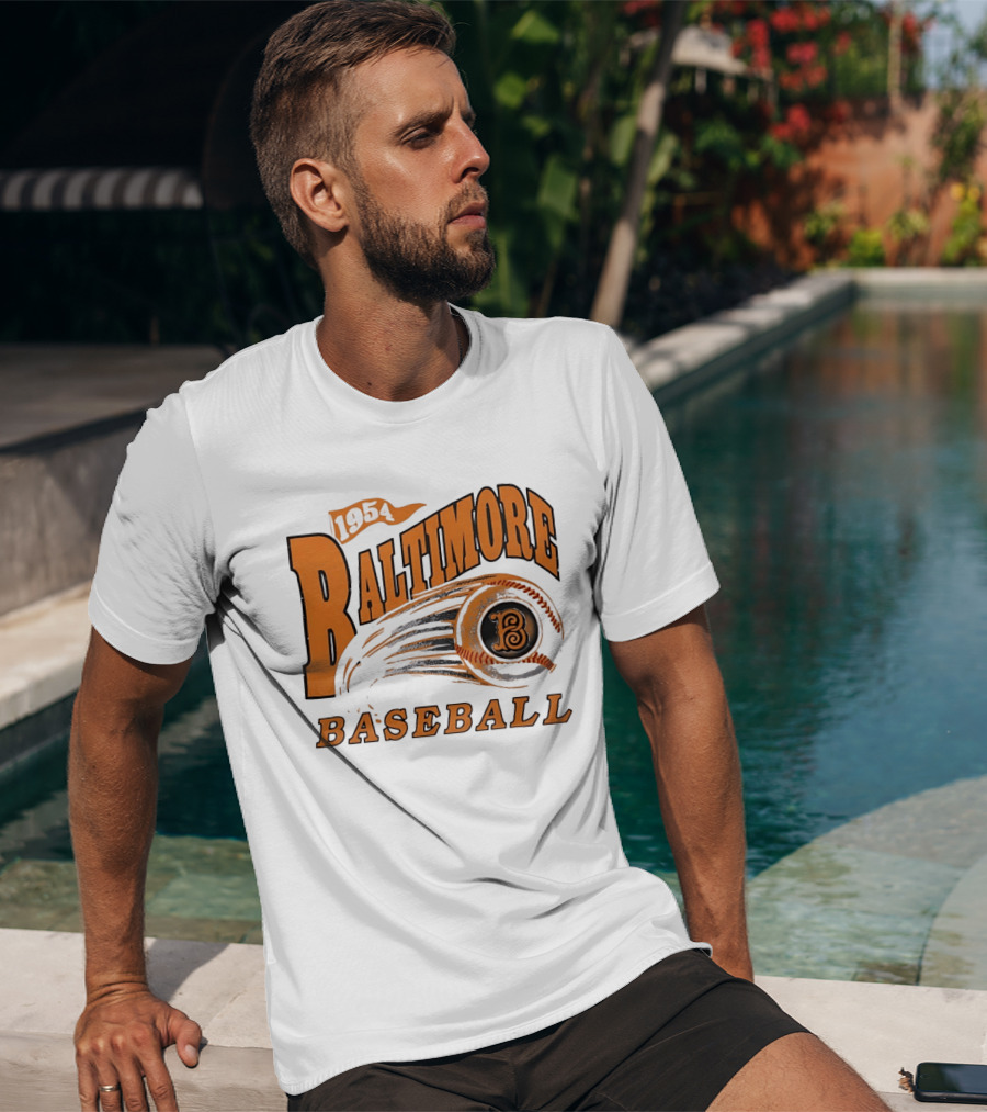 1954 Baltimore Baseball B Classic MLB Style Vintage Look T-Shirt