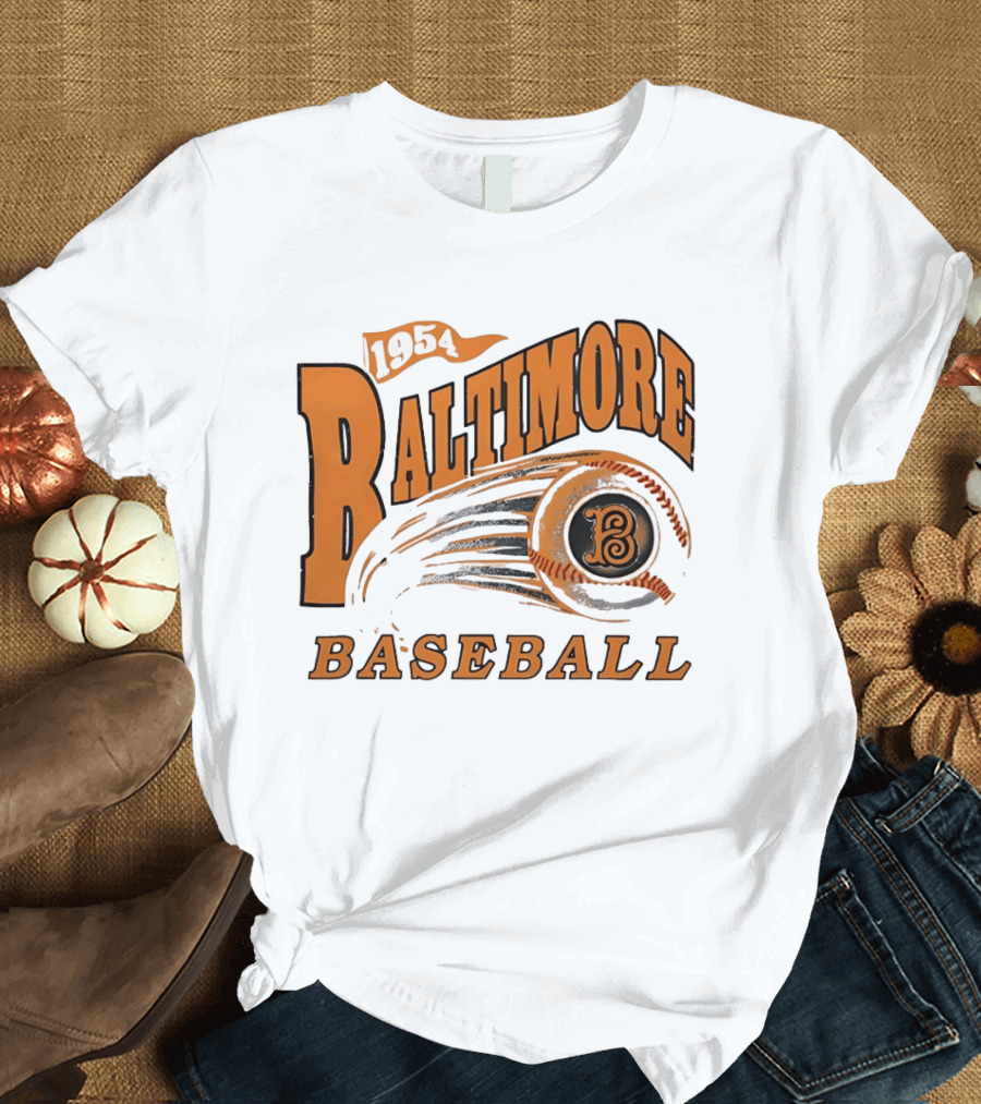 1954 Baltimore Baseball B Classic MLB Style Vintage Look T-Shirt