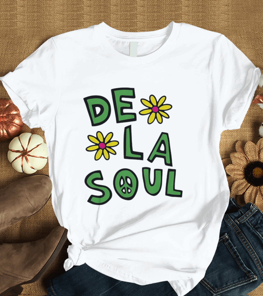 De La Soul Flowers Peace Sign Iconic 90s Hip Hop Nostalgia T-Shirt