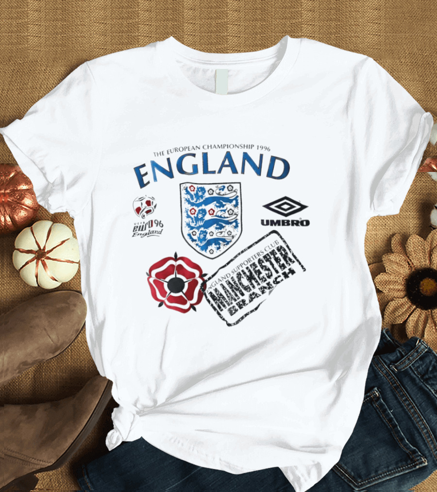 The European Championship 1996 England Supporters Club Manchester Branch Umbro Euro 96 T-Shirt
