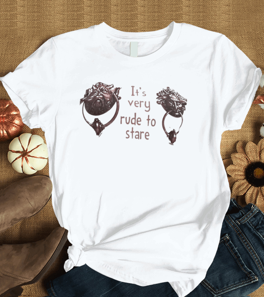It's Very Rude To Stare Labyrinth Door Knockers Iconic Movie T-Shirt