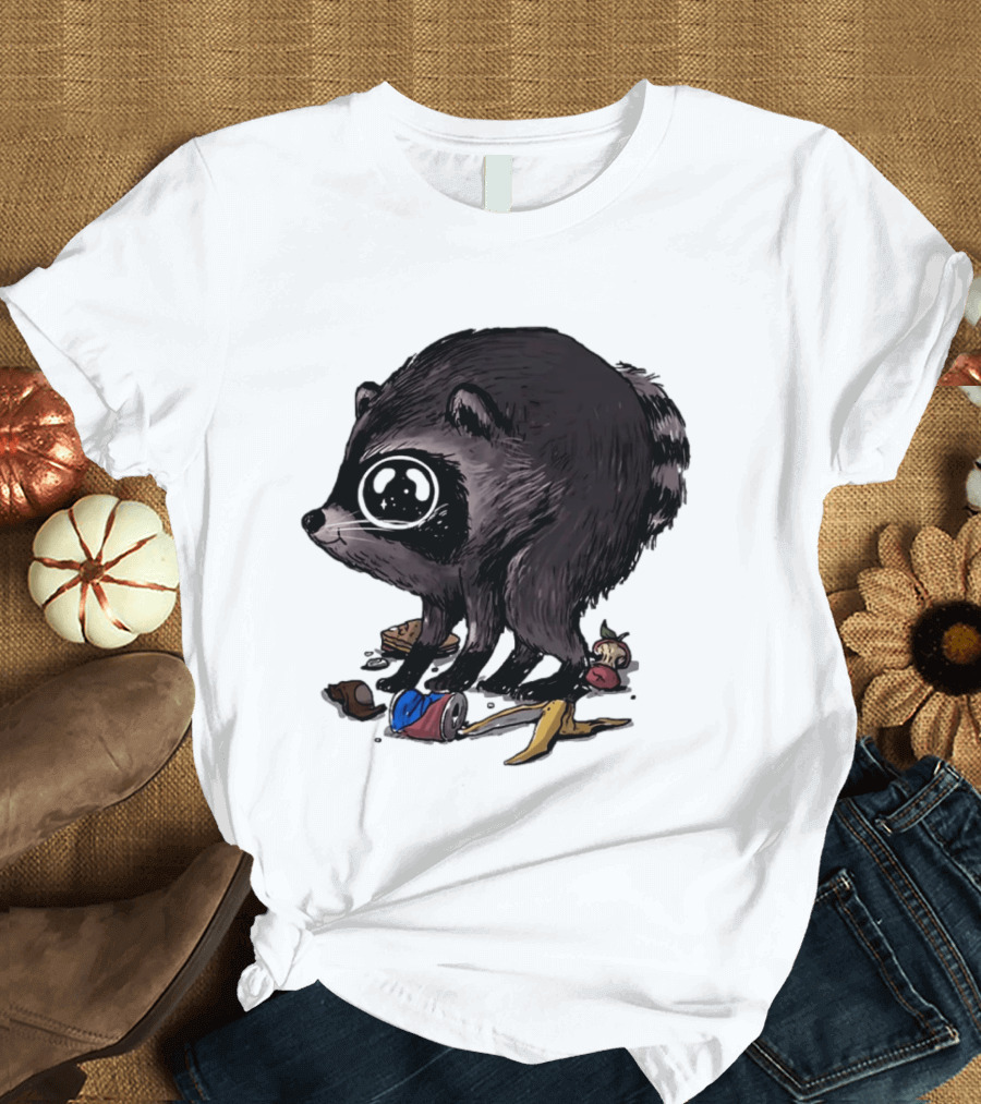 Jimothy Raccoon With Trash And Banana Peel T-Shirt
