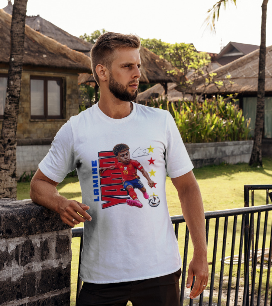 Lamine Yamal No 19 Spain National Team Soccer Star With Signature And Stars T-Shirt