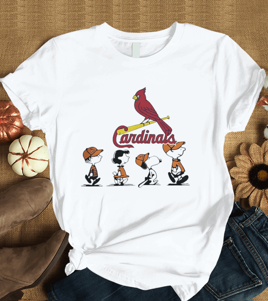 Peanuts Characters St Louis Cardinals Baseball Team Collaboration T-Shirt