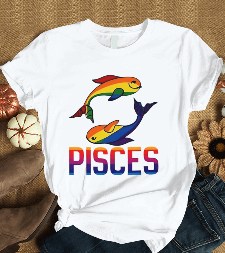 Pisces Fish Rainbow LGBT Pride T-Shirt