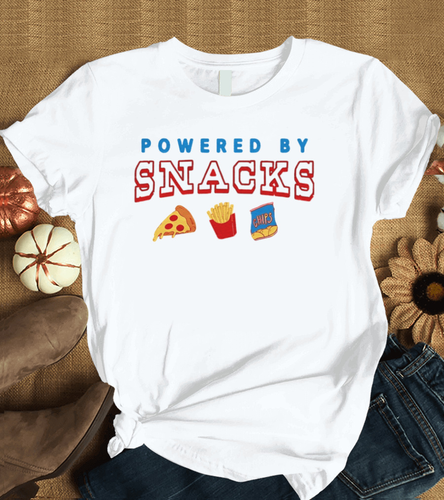 Powered By Snacks Pizza Fries Chips T-Shirt