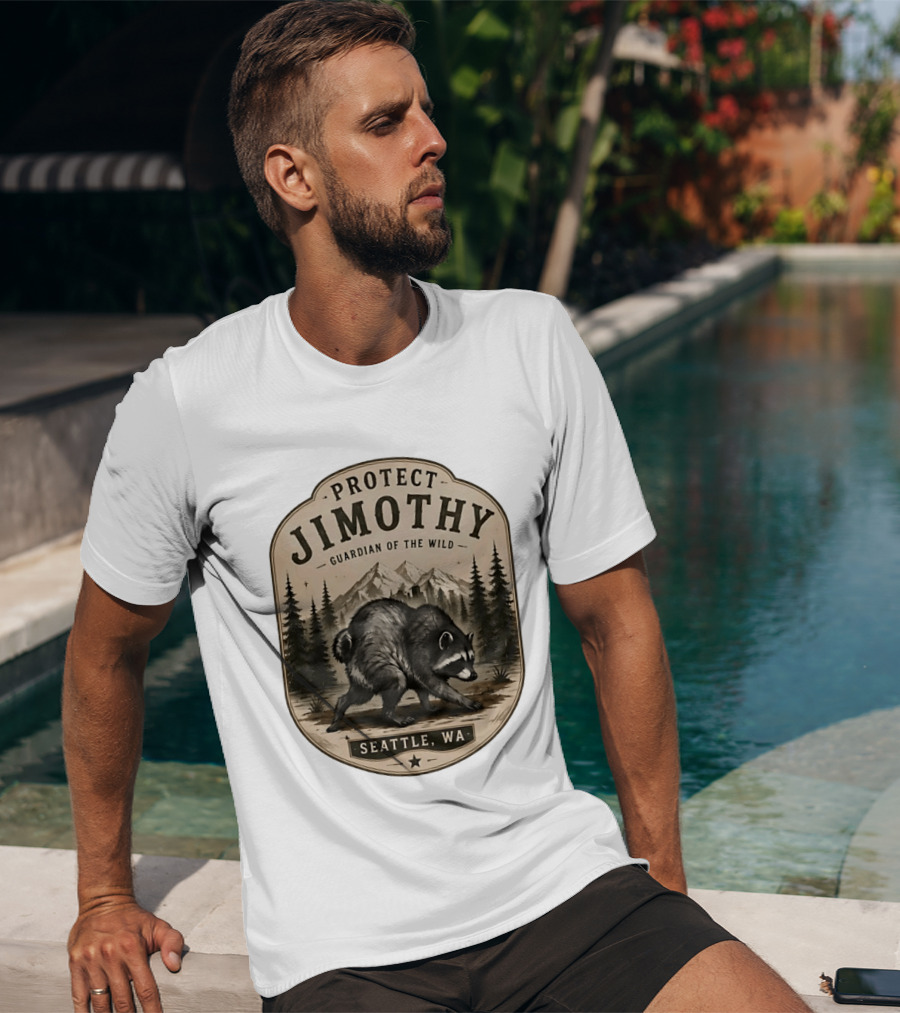 Protect Jimothy Guardian Of The Wild Seattle WA Raccoon Forest Adventure T-Shirt
