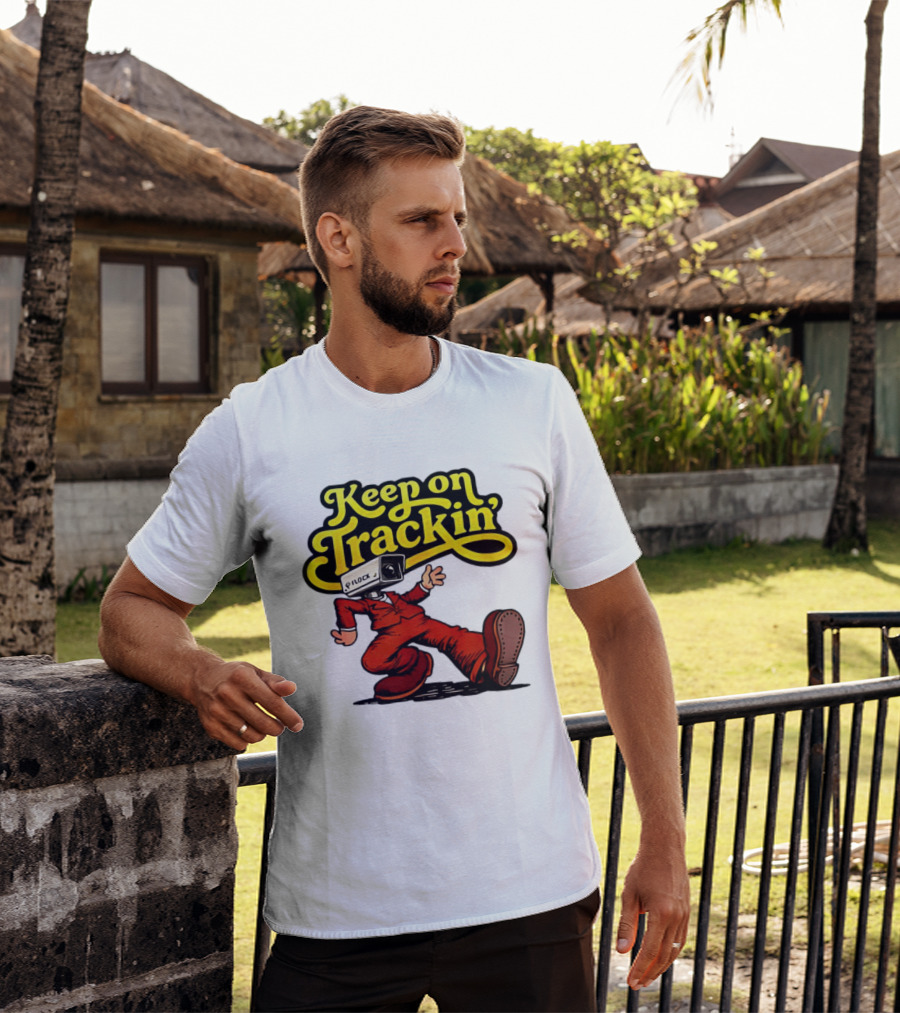 Keep On Trackin' Security Camera Head Person Walking T-Shirt