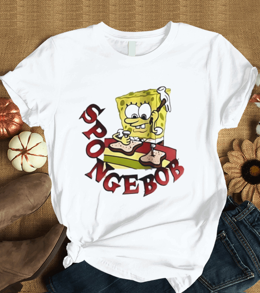 SpongeBob Assembling Sandwich With Hammer T-Shirt