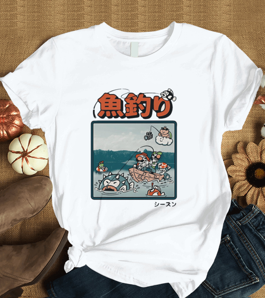 Super Mario Fishing Season Luigi Yoshi Toad Bowser Japan T-Shirt