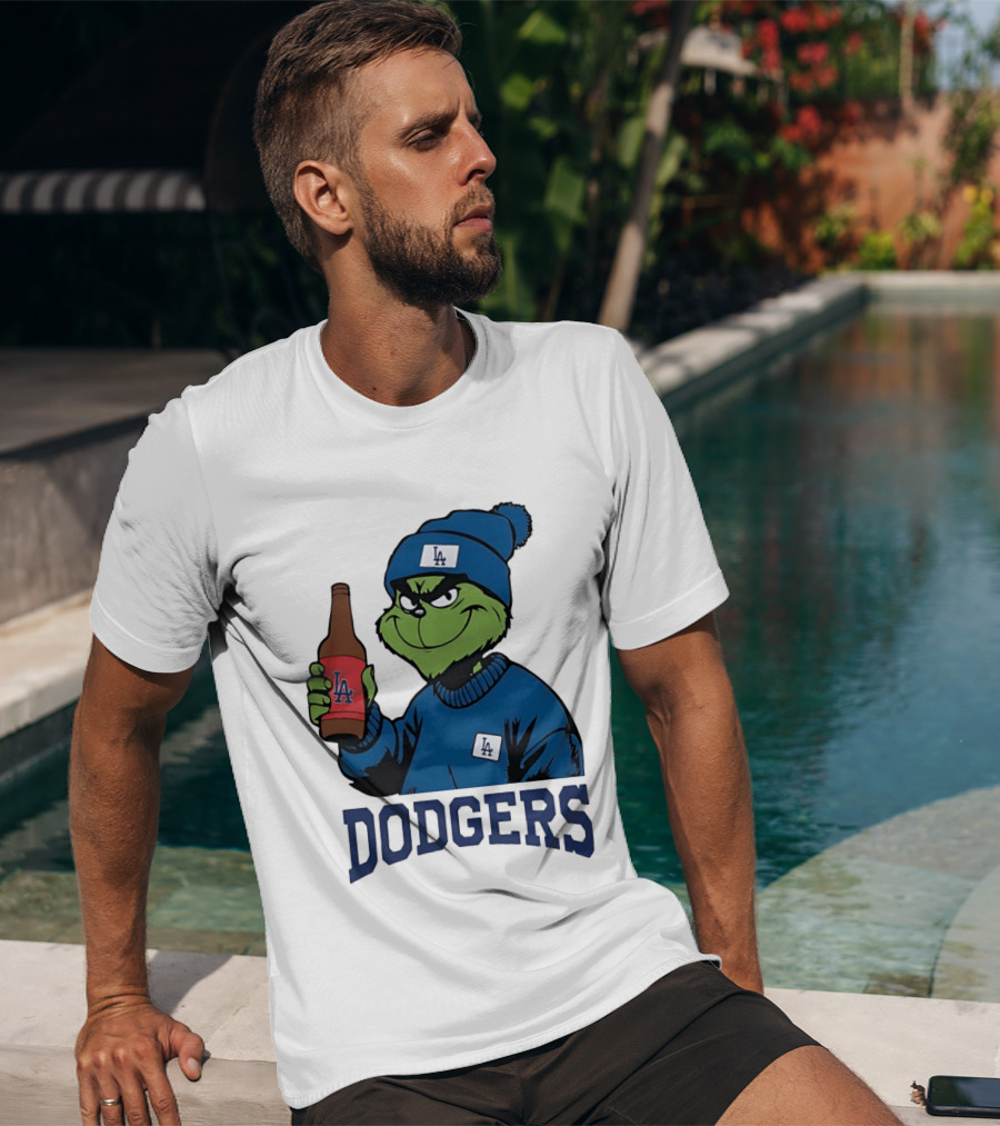 Los Angeles Dodgers MLB Christmas Grinch Beanie And Sweater T-Shirt