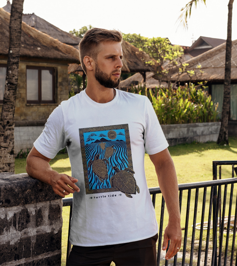 Turtle Tide Ocean Sea Life Coastal Nautical Waves And Sun T-Shirt