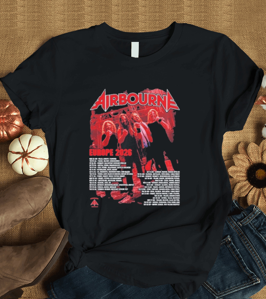 Airbourne Get Gutsy Europe 2026 Tour Dates And Cities T-Shirt