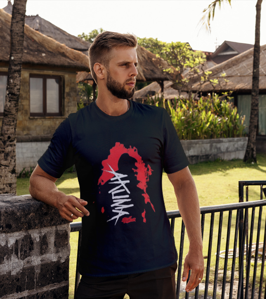 Akuma Street Fighter Red And White Brushstroke T-Shirt