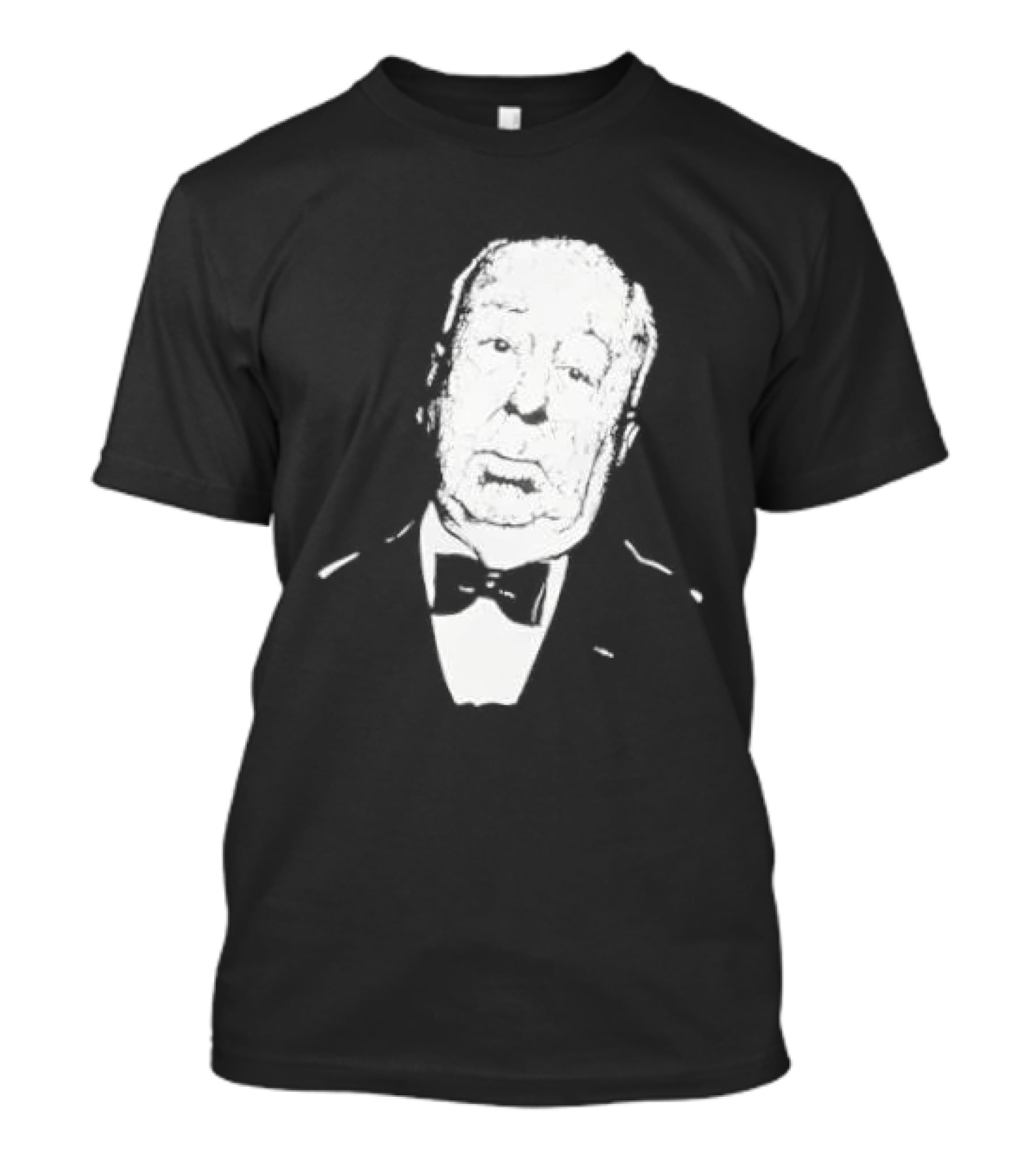 Alfred Hitchcock Staring Silhouette Iconic Filmmaker Style Bowtie T-Shirt