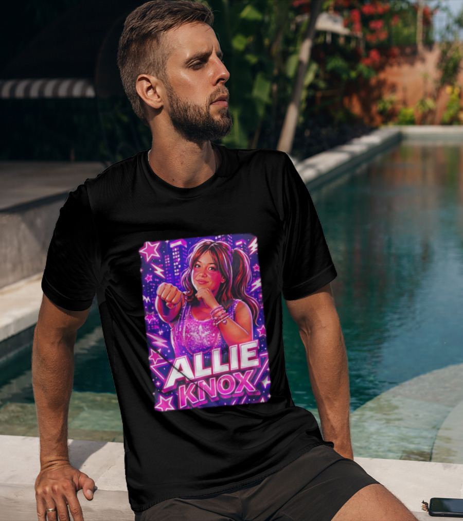 Allie Knox Retro Neon City Lights Style With Stars T-Shirt