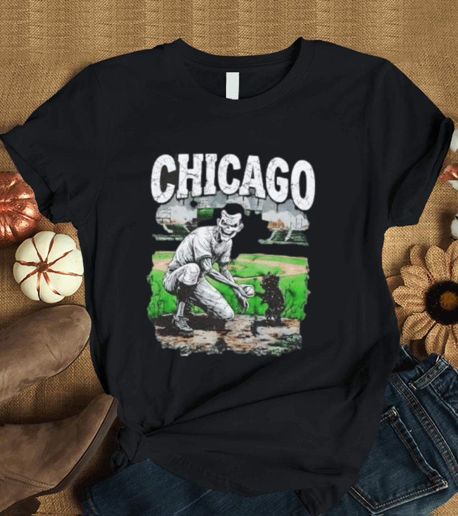 Chicago Undead Baseball Player With Cub On Field T-Shirt