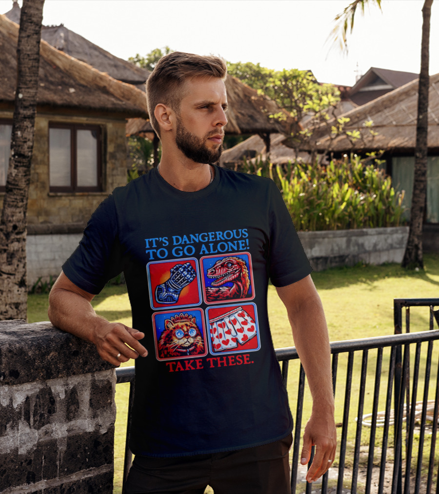 It's Dangerous To Go Alone Take These Gauntlet Raptor Cat Heart Boxers T-Shirt