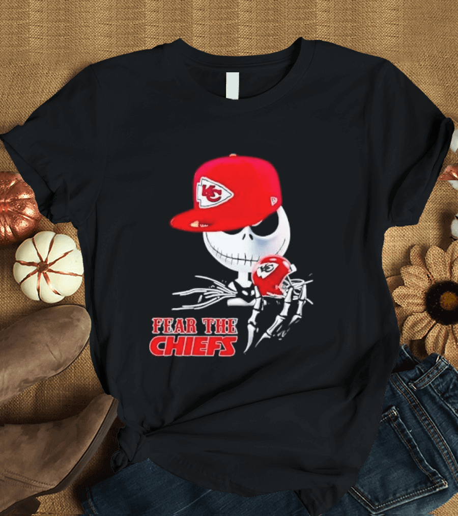 Jack Skellington Kansas City Chiefs Helmet Fear The Chiefs T-Shirt