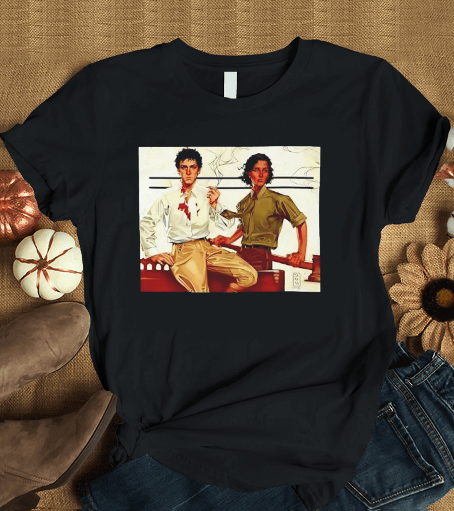 JAPH Two Men Smoking With Bloodstain T-Shirt
