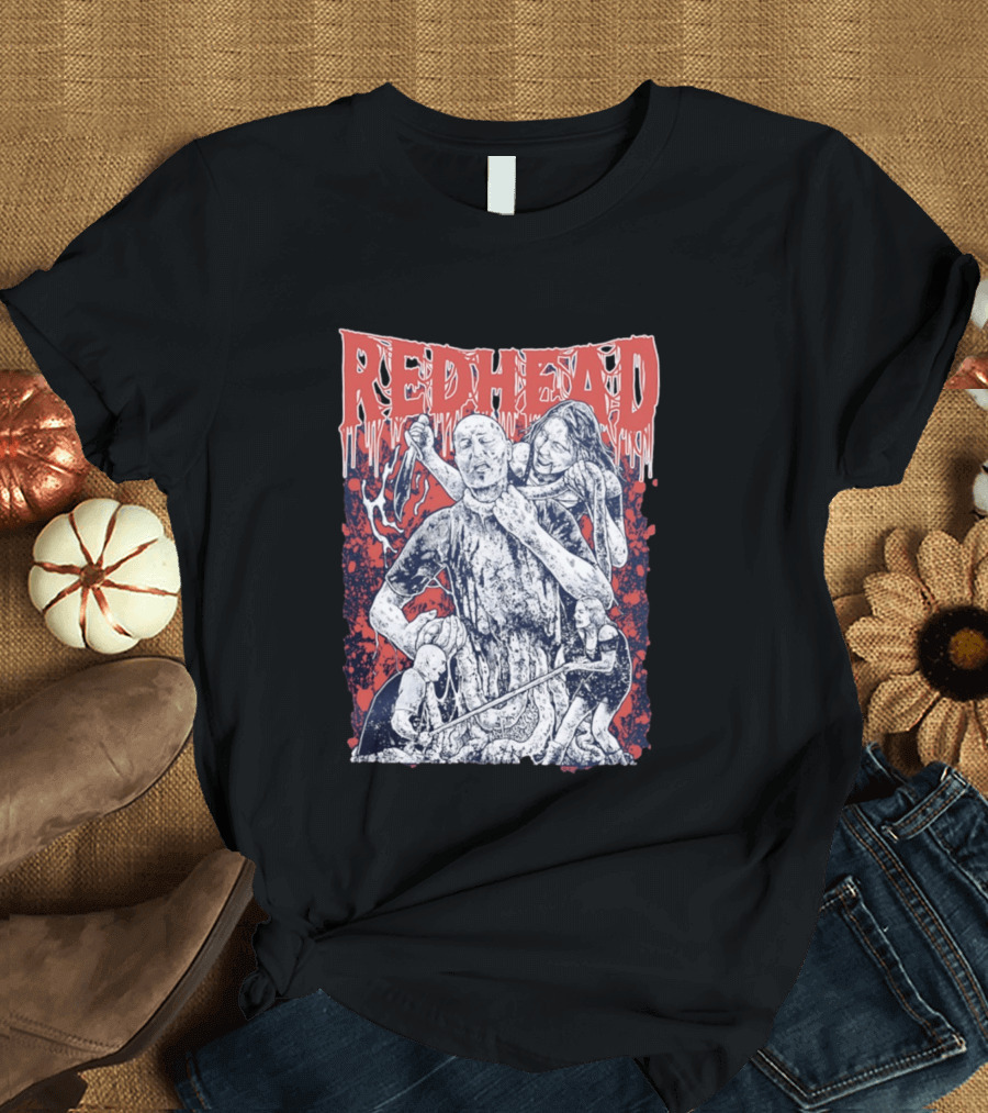 Red Head Horror Gruesome Comic Style Bloodied Figures T-Shirt