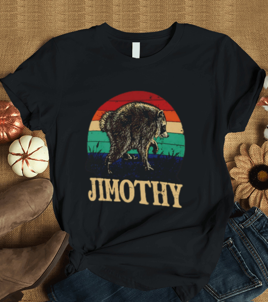 Jimothy Raccoon Retro Stripes Ballard Seattle T-Shirt