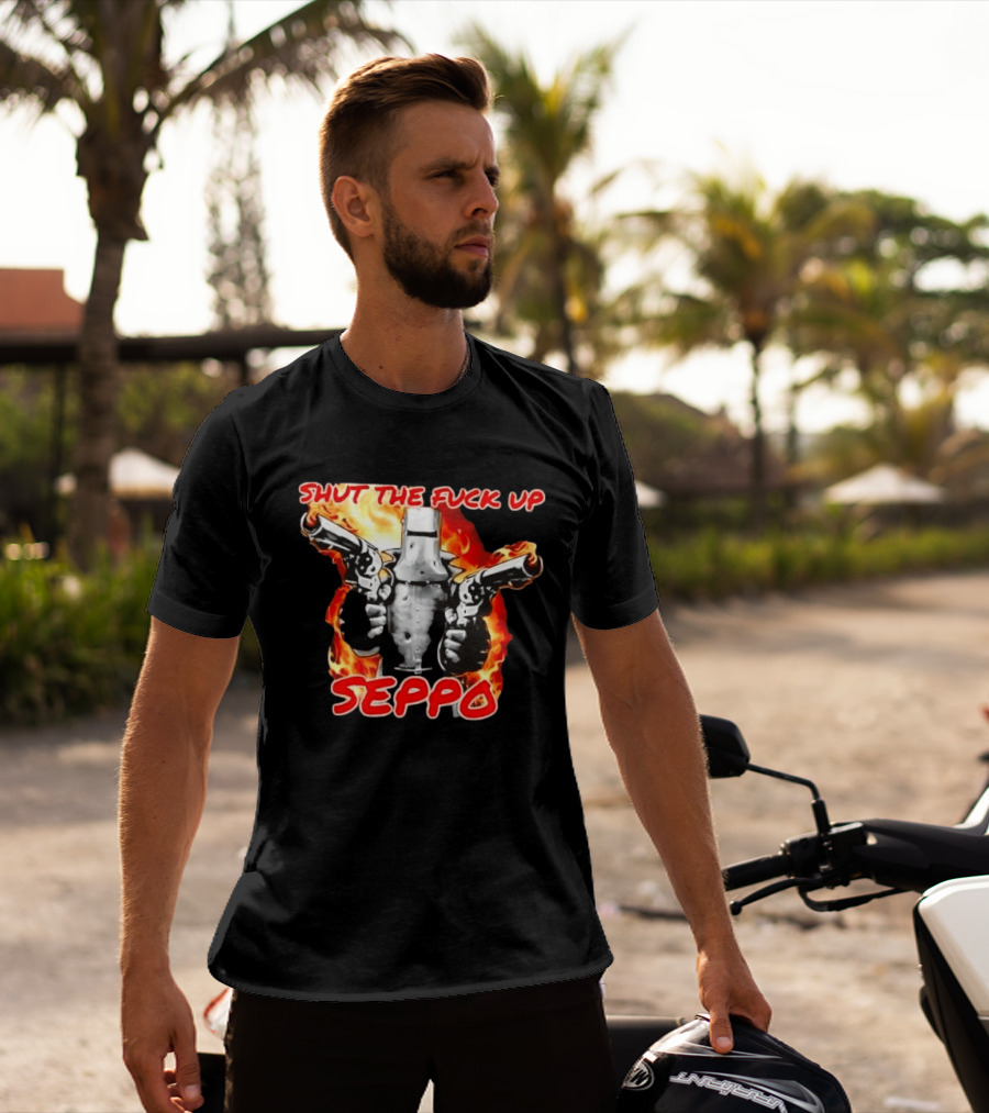 Shut The Fuck Up Seppo Dual Revolvers Fire Knight T-Shirt