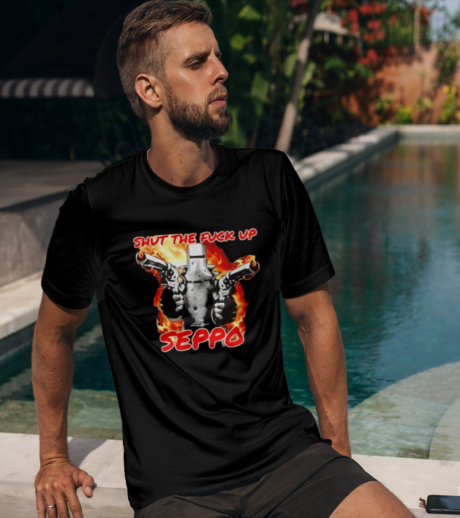 Shut The Fuck Up Seppo Dual Revolvers Fire Knight T-Shirt