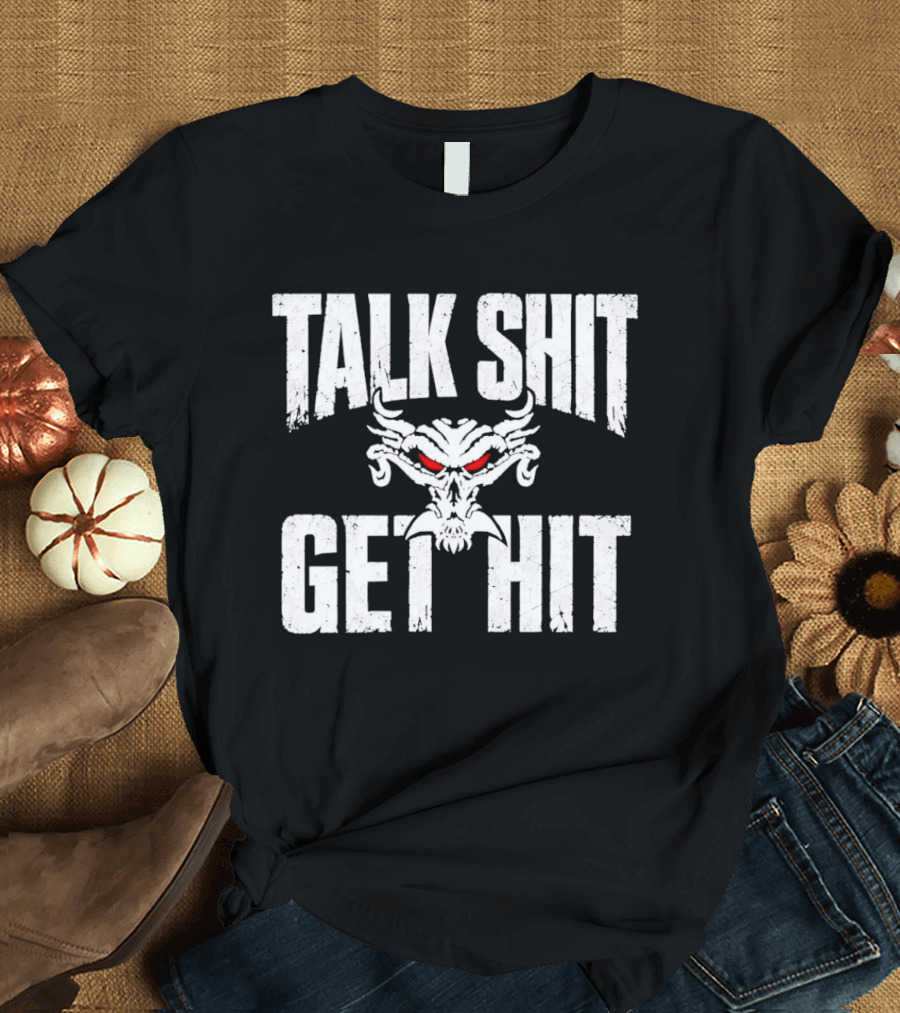 Talk Shit Get Hit Pro Wrestling Red Eyed Skull T-Shirt
