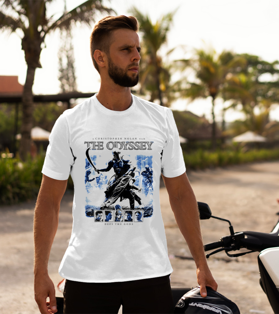 A Christopher Nolan Film The Odyssey Defy The Gods Movie Epic Adventure T-Shirt