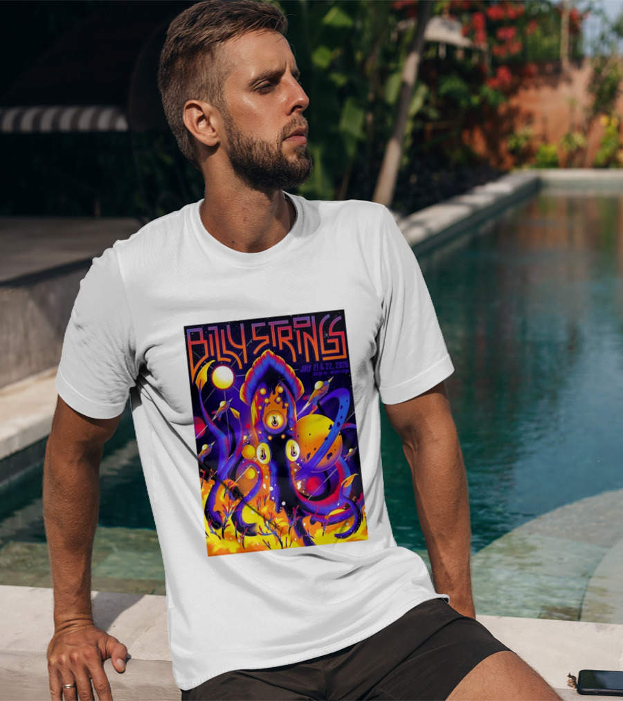 Billy Strings Boston MA July 21 22 2026 Live Agganis Arena Event Psychedelic Cosmic Squid T-Shirt
