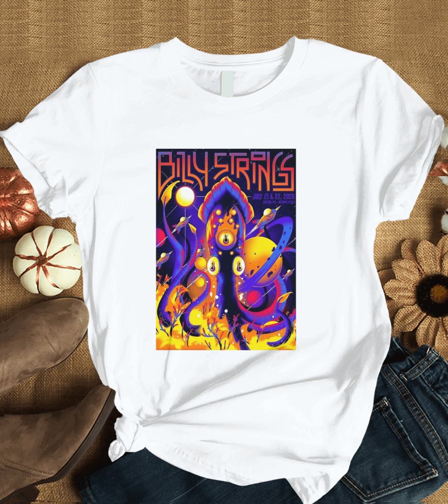 Billy Strings Boston MA July 21 22 2026 Live Agganis Arena Event Psychedelic Cosmic Squid T-Shirt