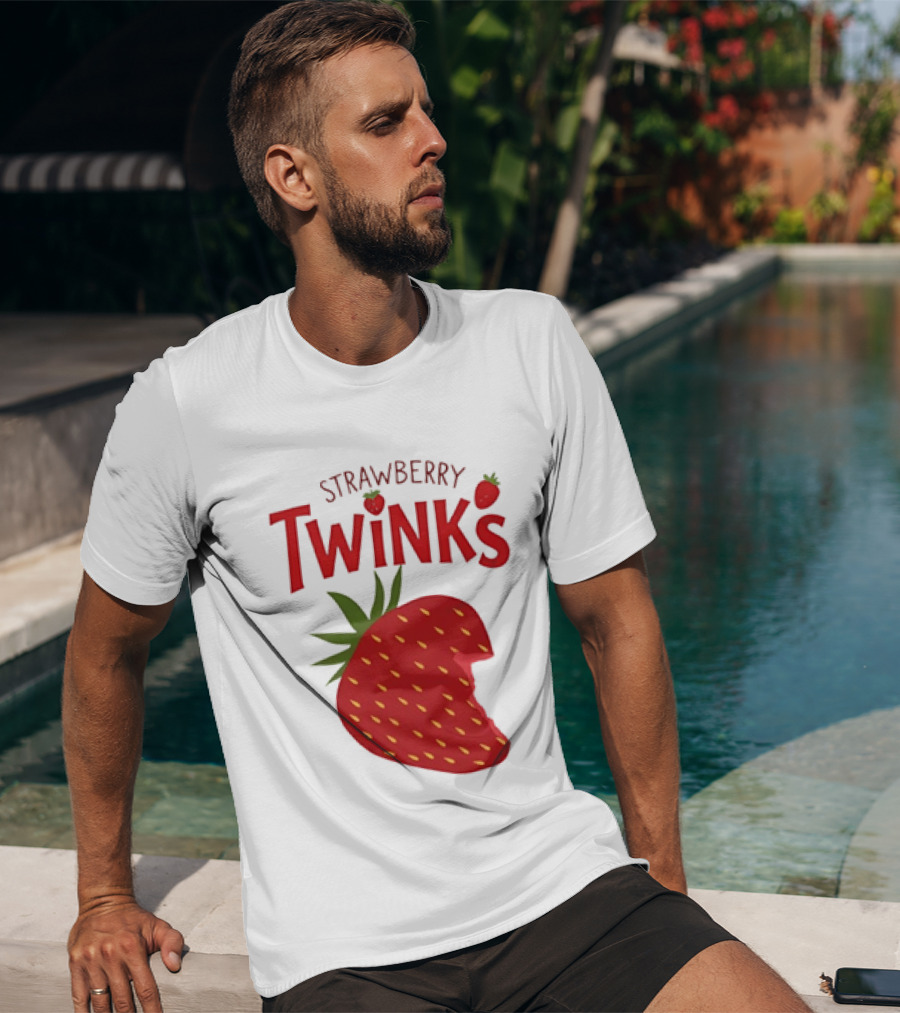 Strawberry Twinks Bitten Berry Fun Playful T-Shirt
