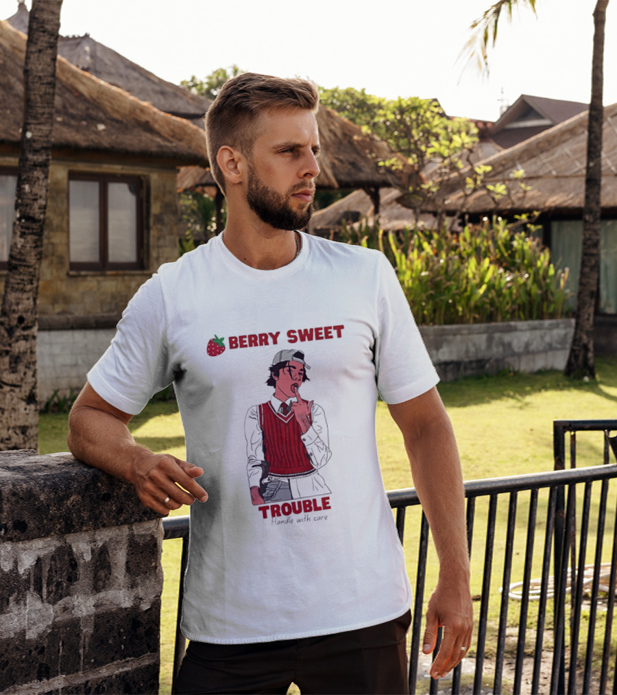 Berry Sweet Trouble Man Handle With Care T-Shirt