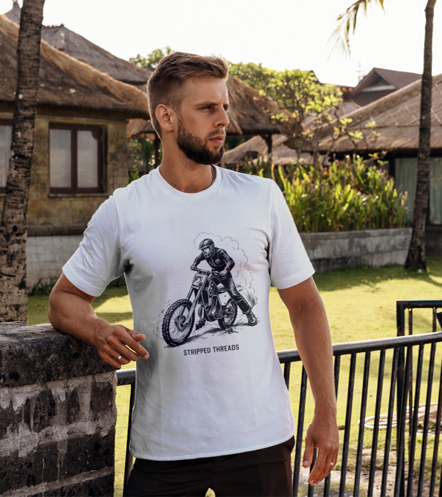 Stripped Threads Dirt Bike Rider Vintage Motocross T-Shirt