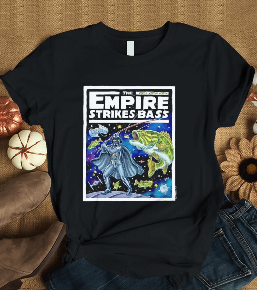 The Empire Strikes Bass Darth Vader Fishing Space Adventure T-Shirt