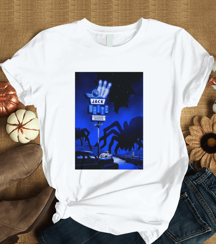 Jack White Indianapolis IN 2026 Everwise Amphitheater Event With Spiders And Bowling Sign T-Shirt