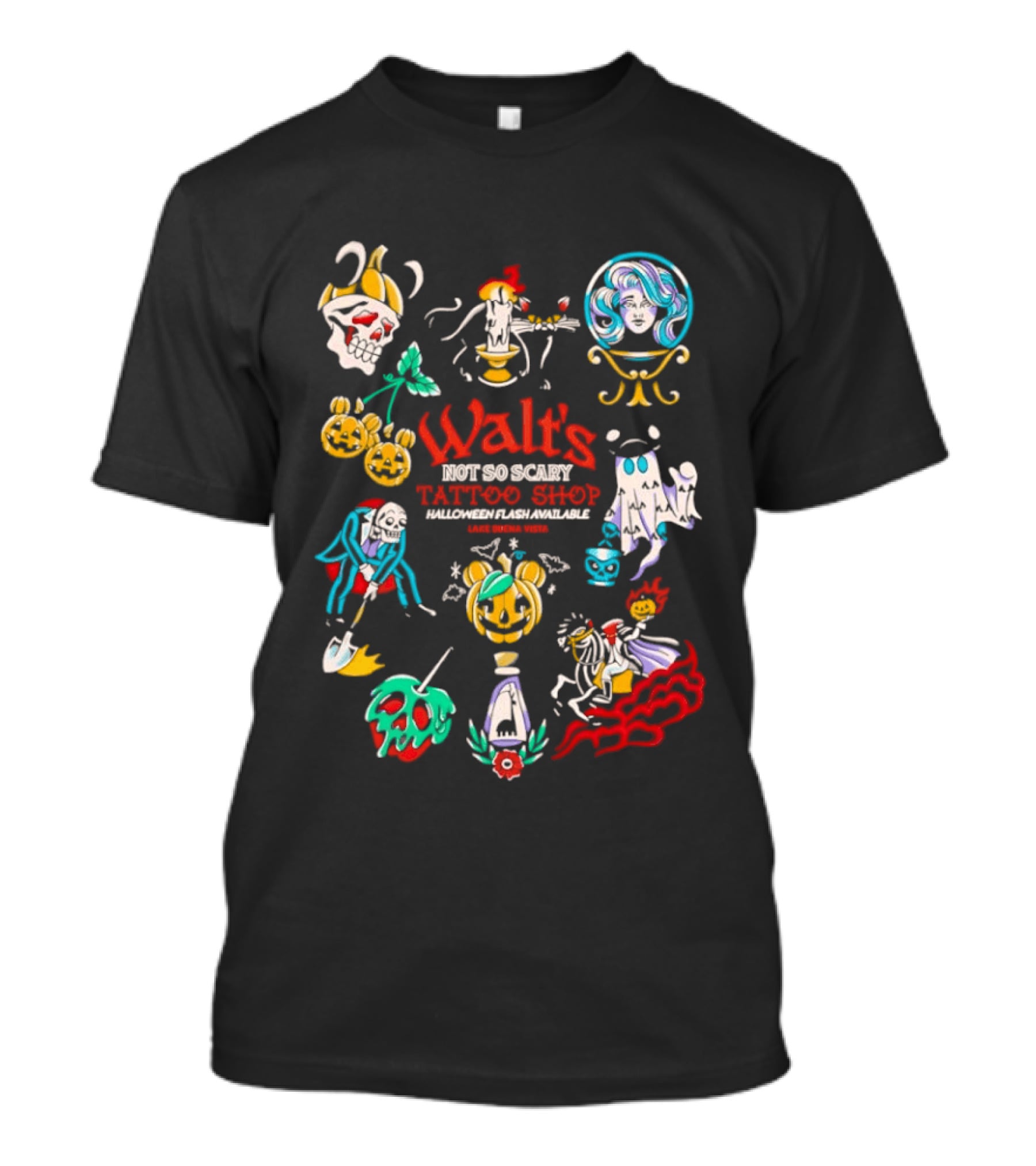 Walt's Not So Scary Tattoo Shop Halloween Flash Lake Buena Vista T-Shirt