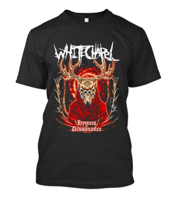 Whitechapel Antlered Skull Hooded Figure Hymns In Dissonance T-Shirt
