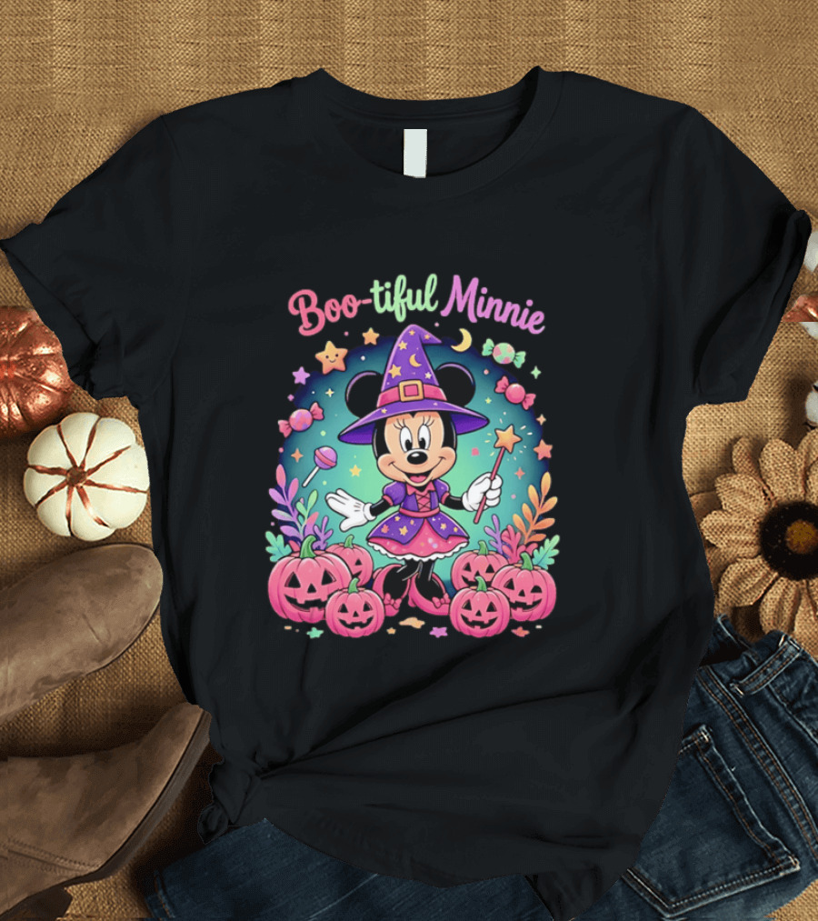 Boo Tiful Minnie Halloween Pumpkin Witch Disney Magic T-Shirt