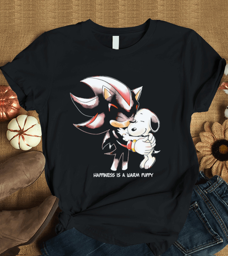 Happiness Is A Warm Puppy Shadow The Hedgehog Embrace T-Shirt
