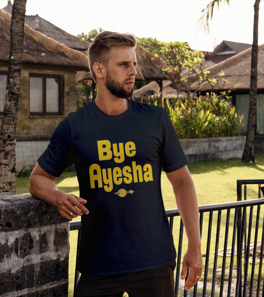 Bye Ayesha Basketball Team Yellow Text With Ball And Hoop T-Shirt