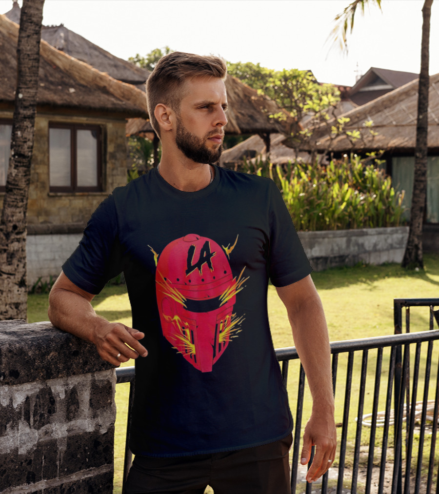 LA Flaming Knight Helmet Los Angeles Sports Blaze T-Shirt