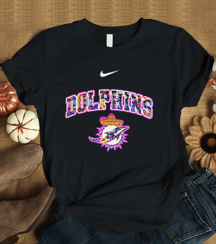Nike Dolphins Hispanic Heritage Fiesta Florals Sombrero T-Shirt