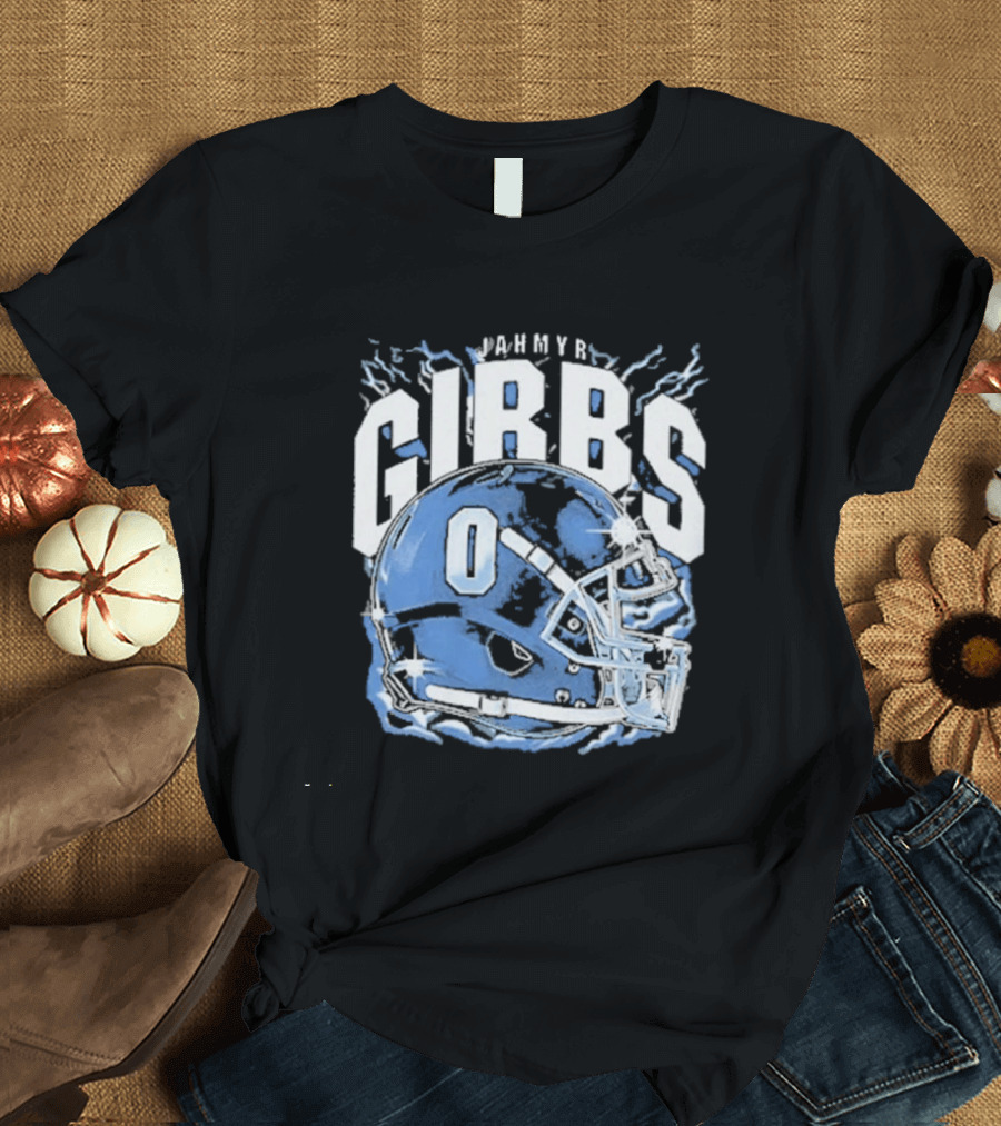 Jahmyr Gibbs Detroit Football Helmet Lions Number 0 T-Shirt