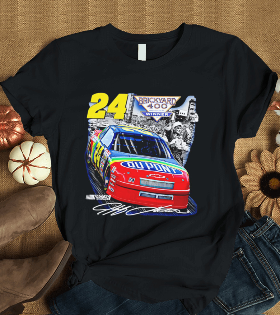 Jeff Gordon NASCAR DuPont Chevrolet No 24 Brickyard 400 Inaugural Winner T-Shirt