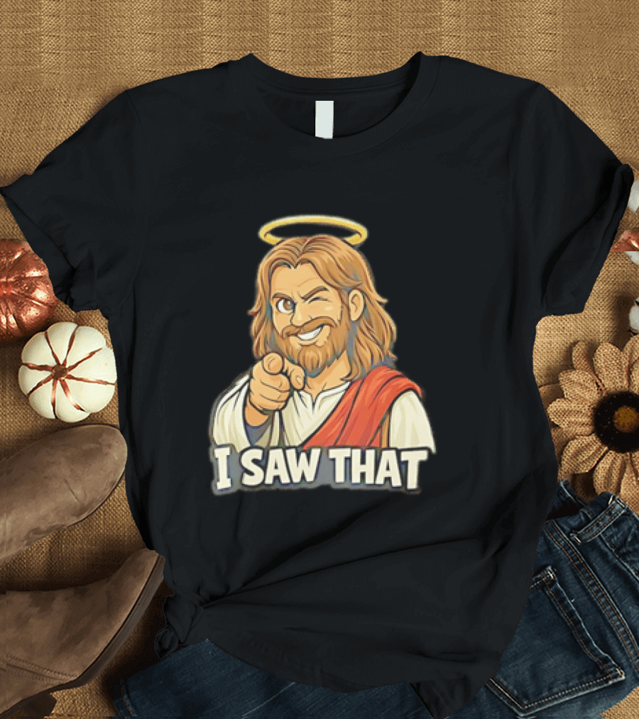 Jesus Winking Pointing I Saw That Halo Robe T-Shirt