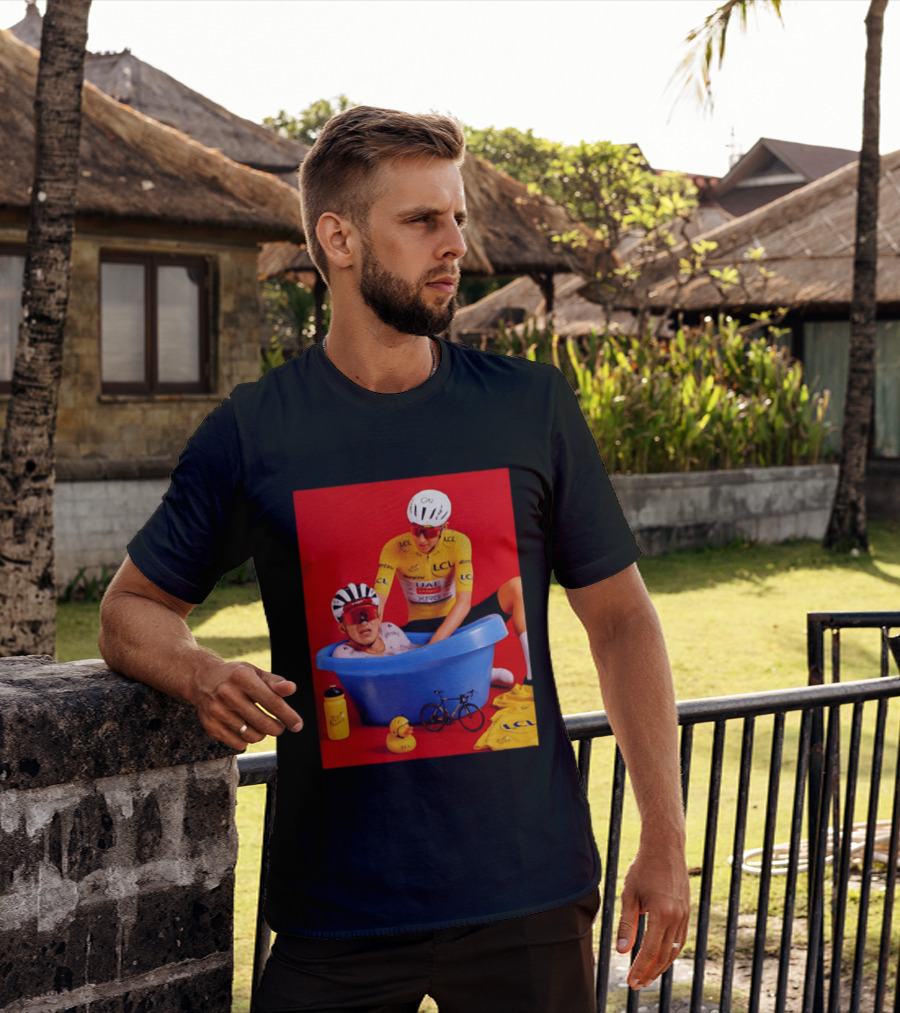 Tadej Pogačar Isaac Del Toro LCL UAE Team 2026 Cycling Bath Scene T-Shirt